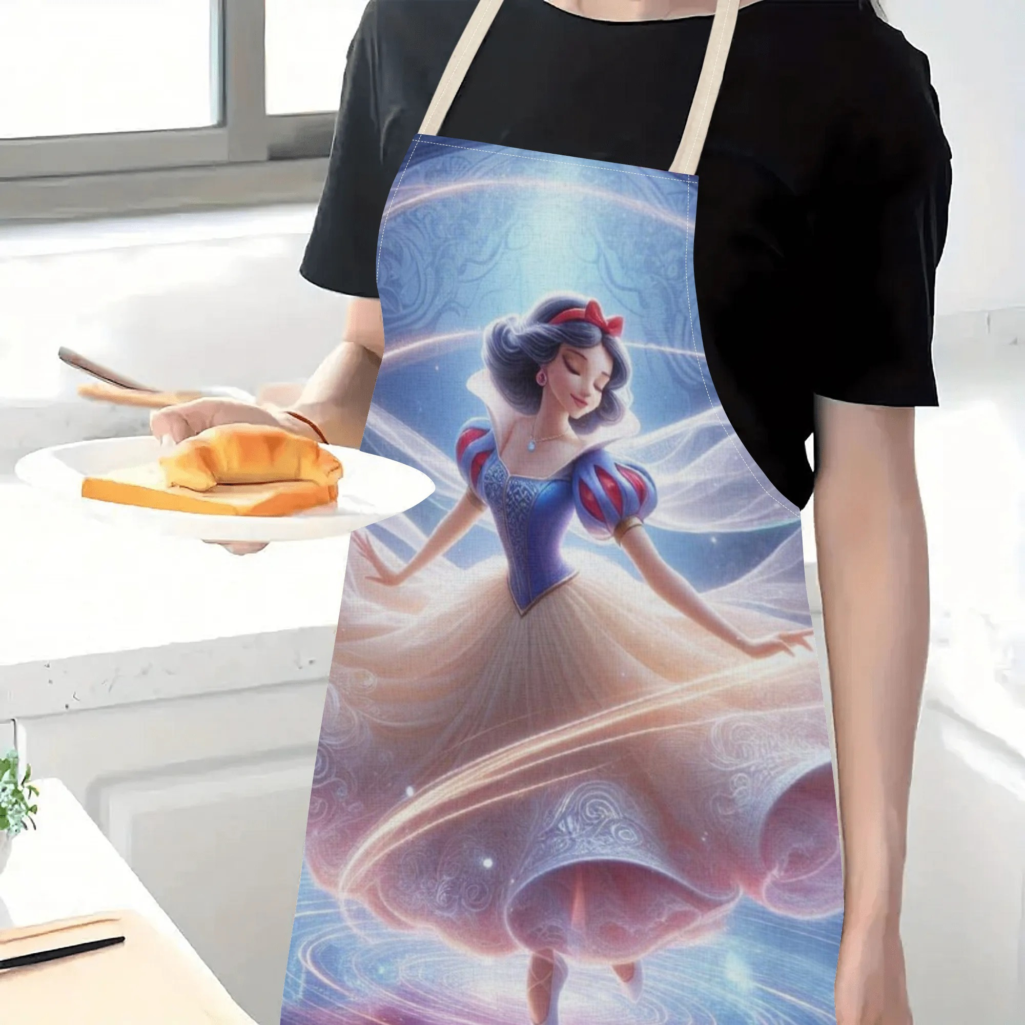 glossy polyester| disney   waterproof apron - magical princess design,   polyester, ideal for home, restaurants, bakeries & food services details 4