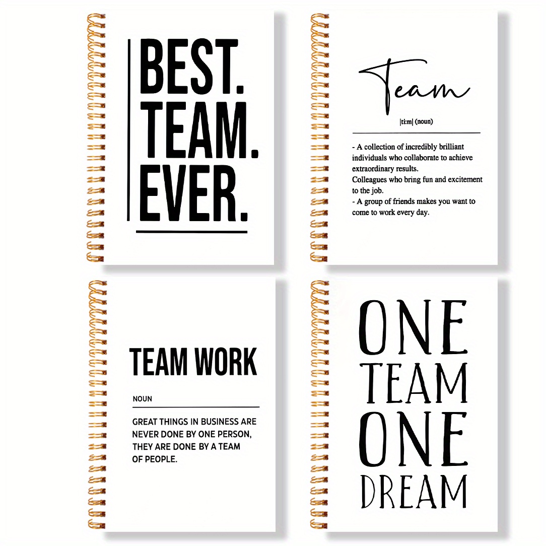 TEMU 4-delige set zwart-wit tekst "BEST" spiraalnotitieboek voor schrijven, werk, vriendencadeaus, studentenlijnschrift, motiverend positief dagboek,