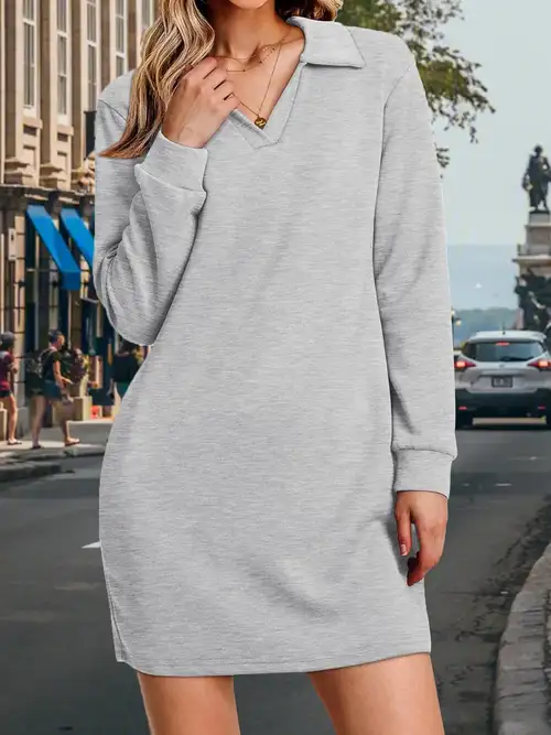casual dress women sweatshirt dress long sleeve v neck Temu