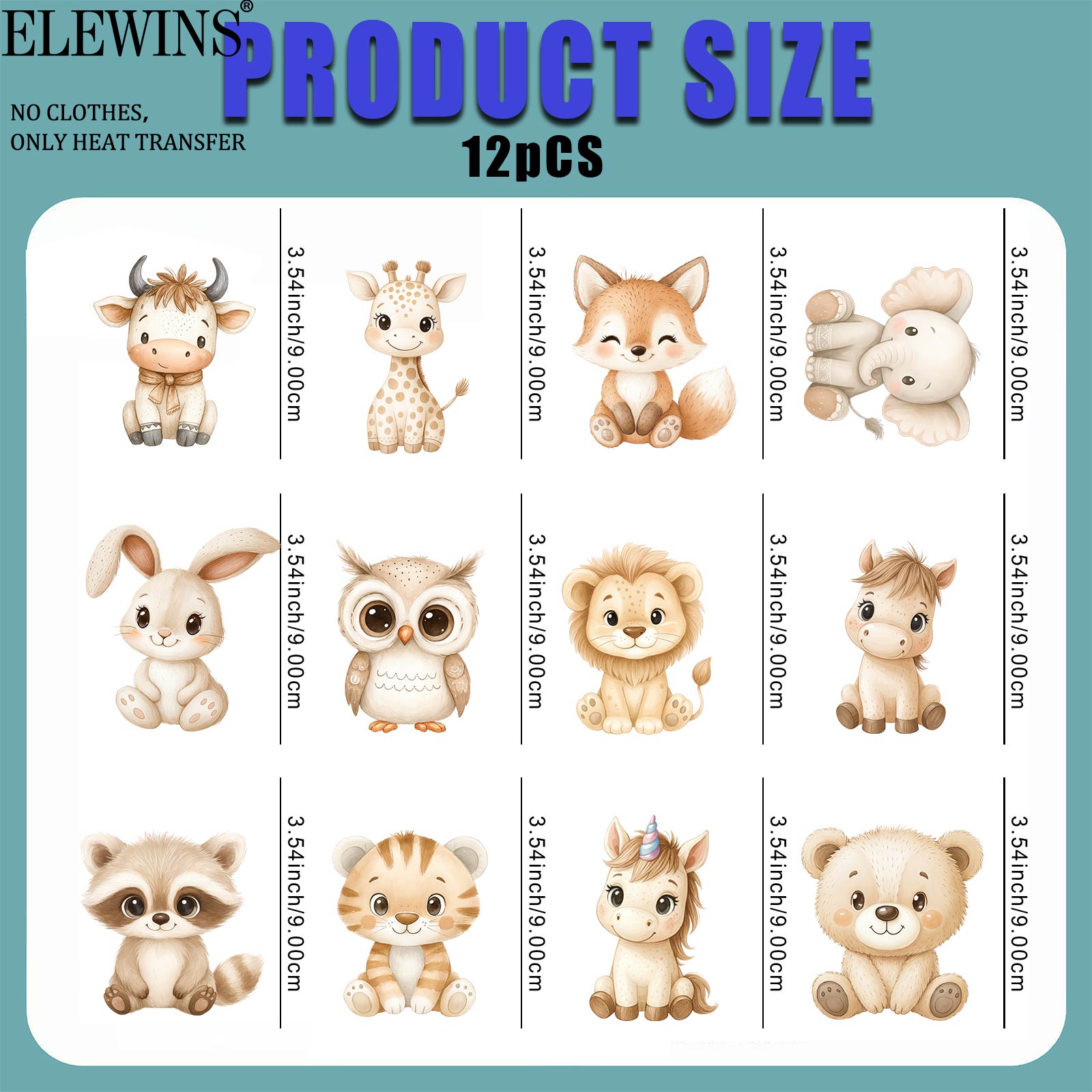 TEMU 12 pz di Adesivi con Stampa a Caldo di Simpatici Animali - Toppe Decorative Fai da Te a Trasferimento Termico, Adatte per Magliette, Jeans, ,