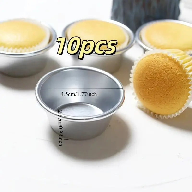 10pcs non stick mini cake molds heavy duty aluminum cupcake egg taco baking trays rounded edges for saving nonstick dessert pans for valentines christmas birthday parties easy clean reusable modern bakeware durable bakeware Product details 2