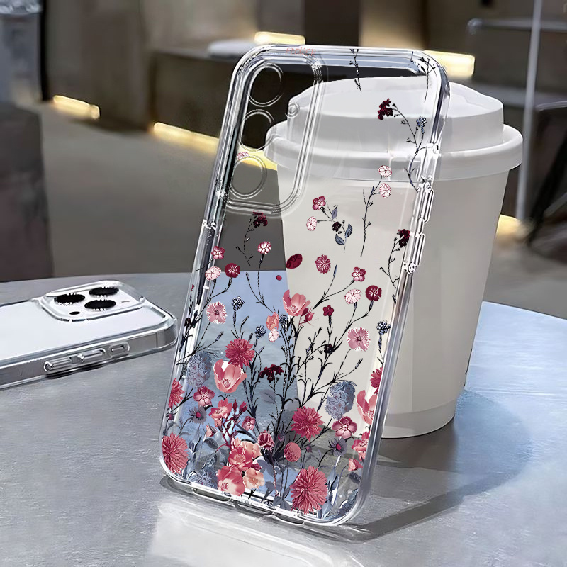 TEMU Phone Case: Creative Floral Print Transparent Phone Case, Simple, Stylish, And Trendy For Men And Women, Suitable As A Gift For . Suitable For