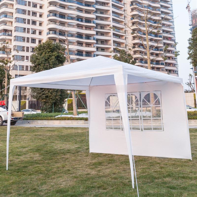 118.11*118.11inch 3-sided outdoor party tent, pergola, convenient awning, beach awning, PE cloth, plastic-sprayed iron pipe, spiral pipe, UV protection, easy to install, suitable for beach, backyard, camping picnic, barbecue, RV lawn, pool rest