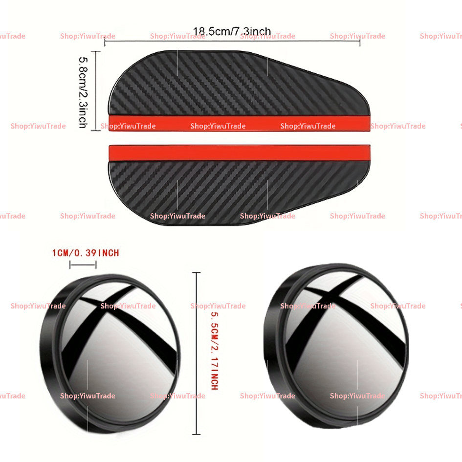 4pcs Set (2pcs Rearview Mirrors And 2pcs Visors) Small Round Car 360-degree Blind Spot Mirrors, Hd Frameless Auxiliary, Parking Assistance, , Minimalist Style, Coating, Scratch-resistant Surface