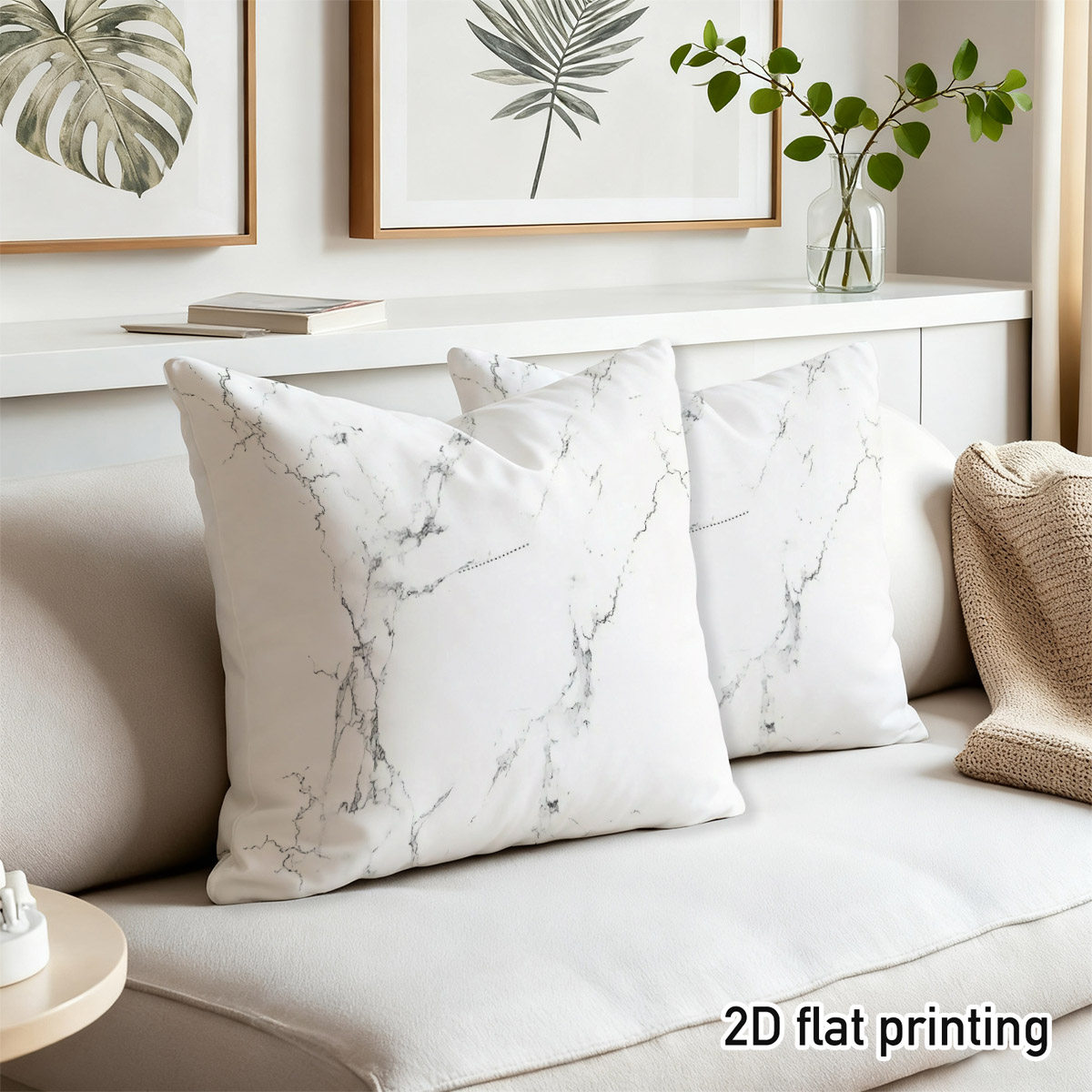 item picture 2d flat 2pcs marble   and gray   throw pillow covers duplex prints natural stone pattern with intricate lines   modern living room elegant bedroom cozy reading nook for home decor enthusiasts style   couples