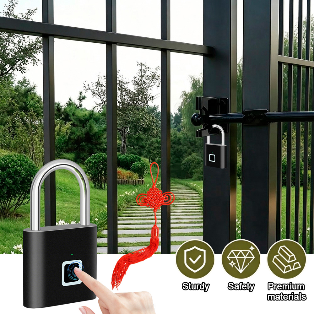 TEMU Cadenas intelligent à digitale, serrure de sécurité clé et à de passe, déverrouillage rapide en un , mini serrure numérique portable pour