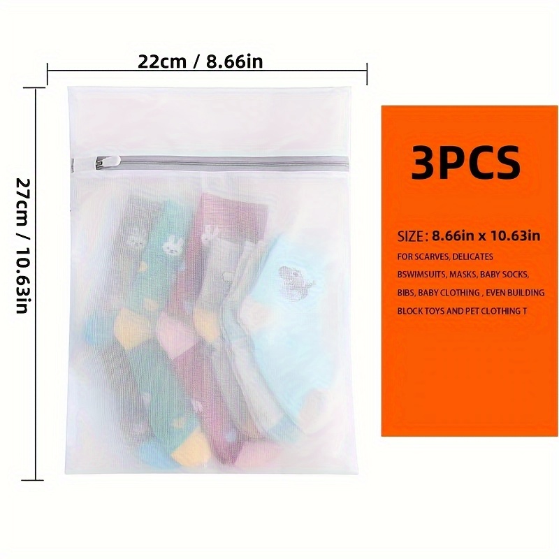 E-shop 3er-Set Langlebige Feinmaschige Wäschesäcke für Empfindliches Geschirr, Kleine Unterwäsche, Socken & Masken, 22 x 27 cm,