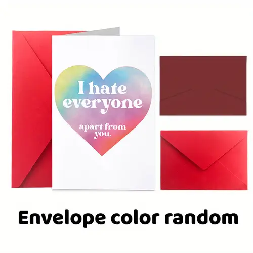 1pc vibrant rainbow heart love card with envelope i hate everyone apart message ideal for anniversaries birthdays expressing words to your