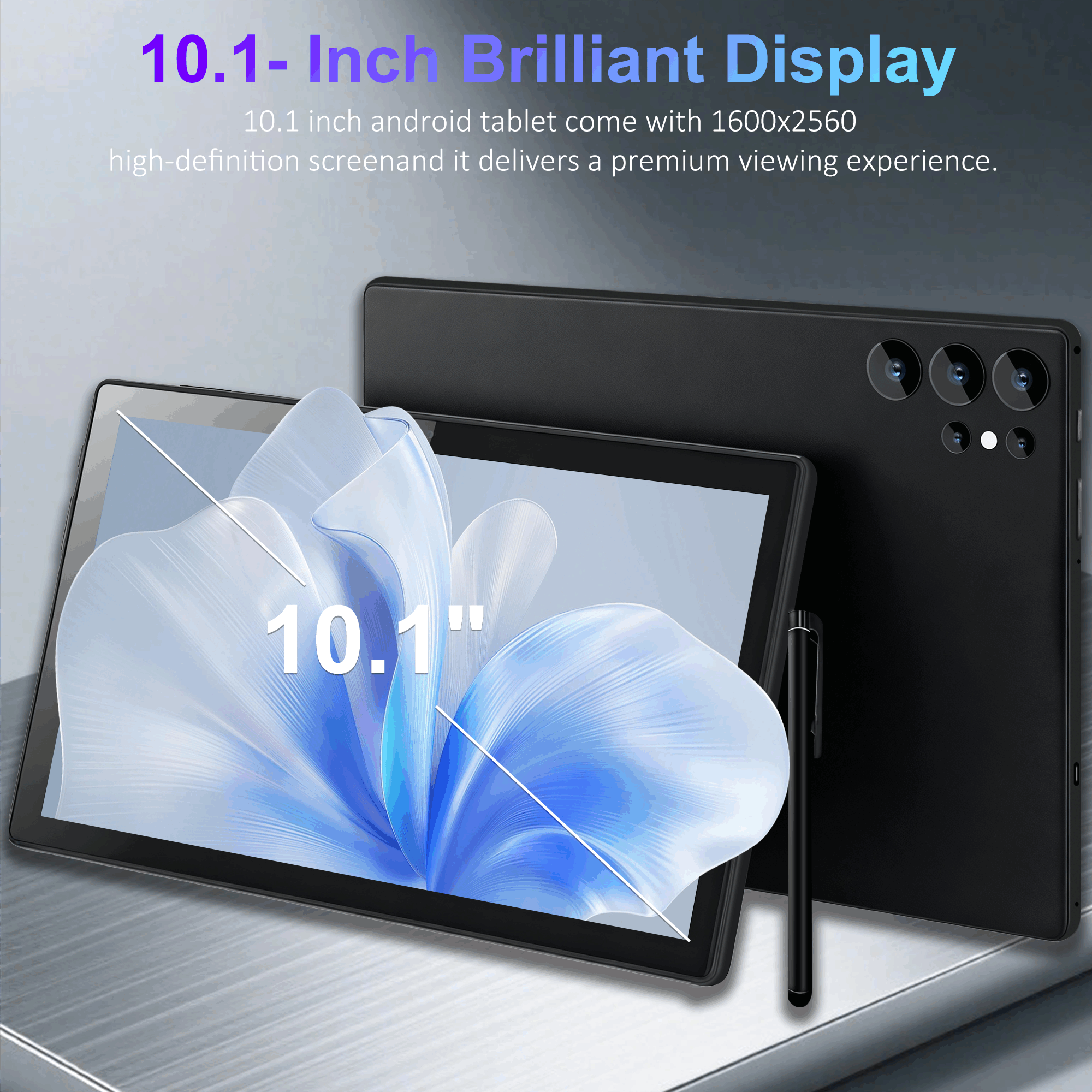 Tabletă Android 15 de 10.1 inch, 24GB RAM 512GB ROM, 5G Dual SIM, Ecran HD IPS, Baterie 6000Mah, Cameră 8MP+16MP, Quad-Core, Wifi 6, Type-C, Tabletă, Pad, Tabletă, Pad