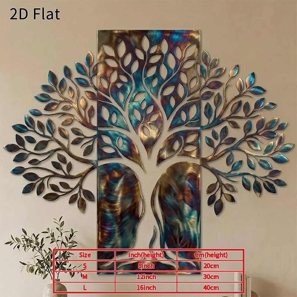 TEMU 2d Flat - 1pc Tree Of Life Metal Wall Art 2d Flat Rustic Decor For Living Room Bedroom Or Office Durable Love Sign Perfect Gift For Housewarming