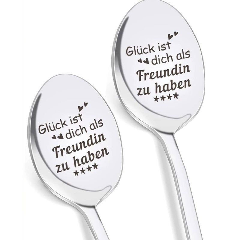 Image of Spoon 2pcs Set, Long Spoons With Engraving Having You As A Friend Gift For Women, Coffee Spoon Dessert Spoon Teaspoon Best Friend Gifts Birthday Christmas