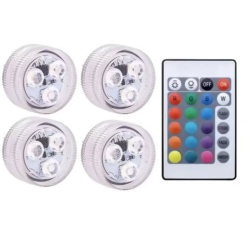 1/2/4 stk. nedsænkelige led-lygter, rgb-farveskiftende, fjernbetjening, batteridrevet, til akvarium, fisketank, dam & fontæne, undervandsdekorationslys, akvarielampe, udstillingsgenstand dekorativ lampe, fars dekorationer