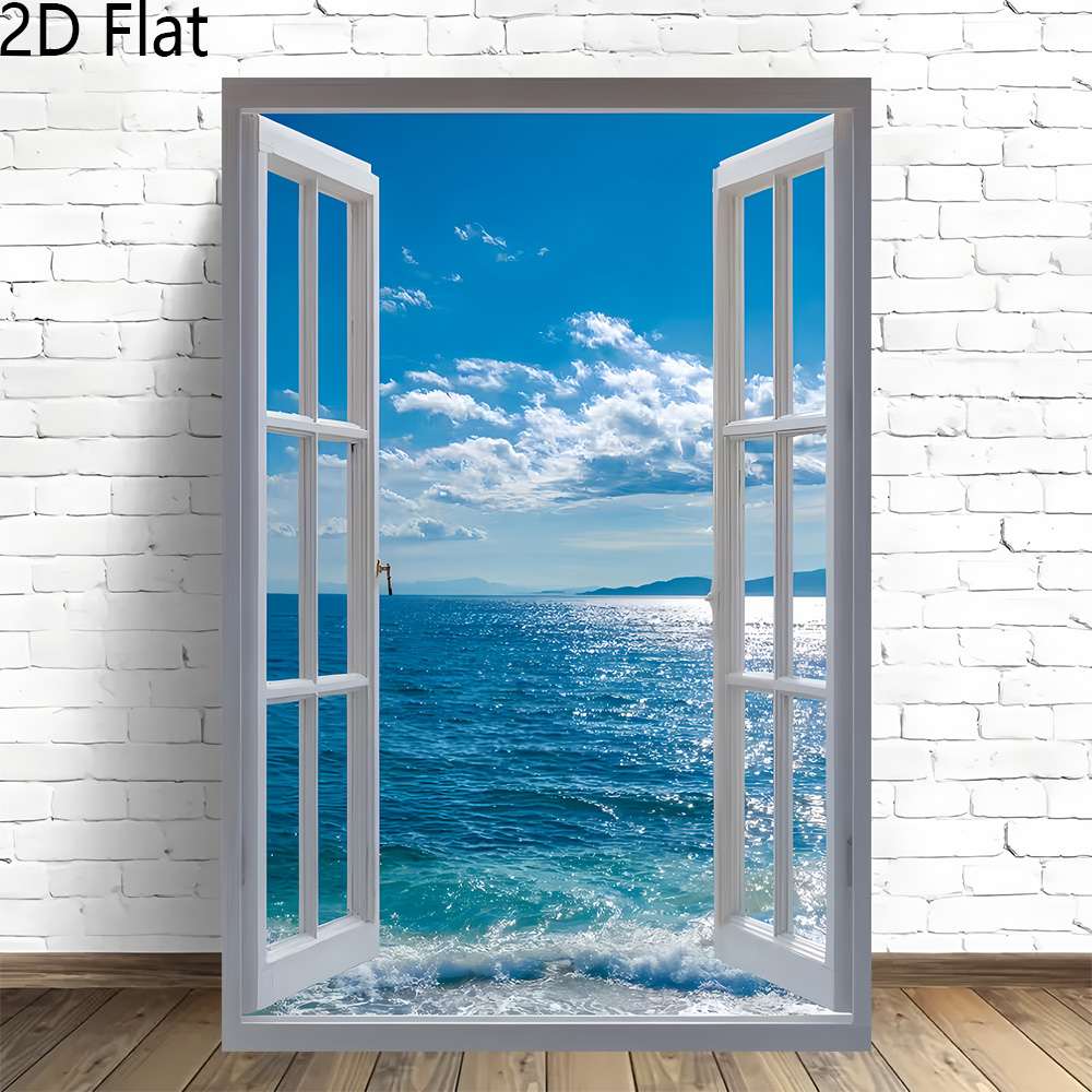 TEMU 2d Flat, 2d Flat, 1pc Frameless Vertical Canvas Wall Art - Realistic View With , Vertical Narrow Panel For Modern Minimalist Decor Suitable For