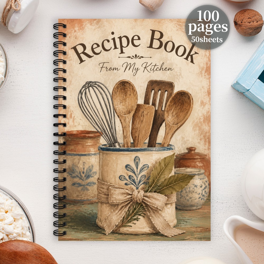 TEMU 1pc Spiral Notebook Recipe Book, And Cooking Idea Journal, Blank Recipe Notebook To Record Ingredients, Cooking Directions And Notes, Gift For