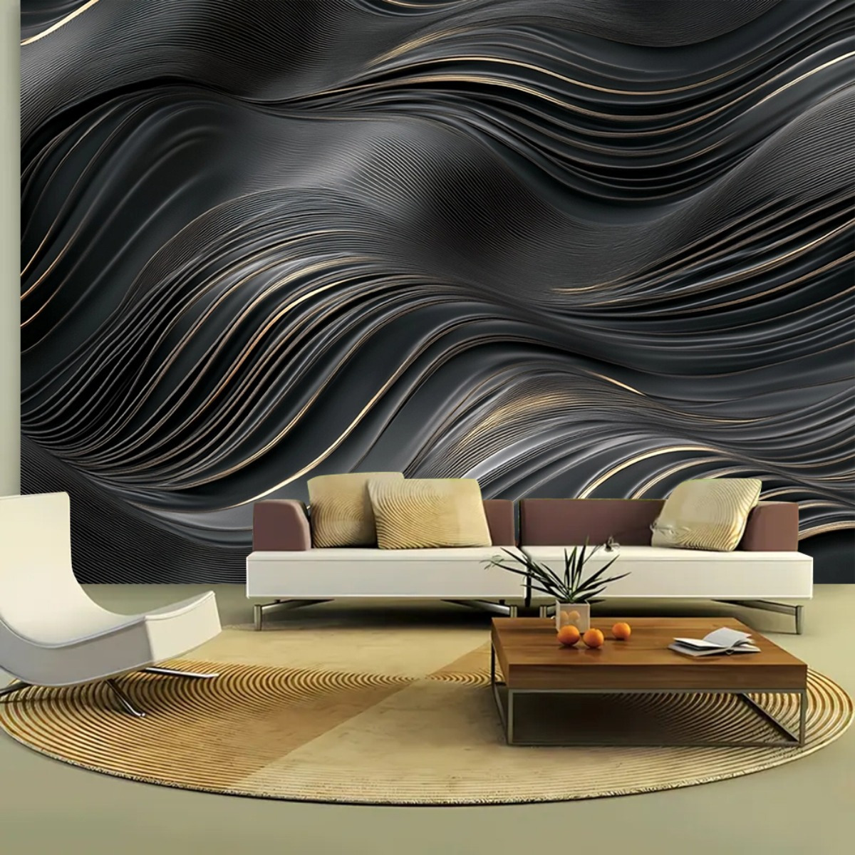 1pc Abstract Super Large Backdrop Banner - Black & Golden Wave Pattern Polyester Fabric, No Electricity Needed for Indoor/Outdoor Use, Perfect for Weddings, Birthdays, Anniversaries, Home Decor & Party Photo Backdrops, Event Decoration, Elegant Design, Durable Fabric, Wall Hanging, Wedding Decorators