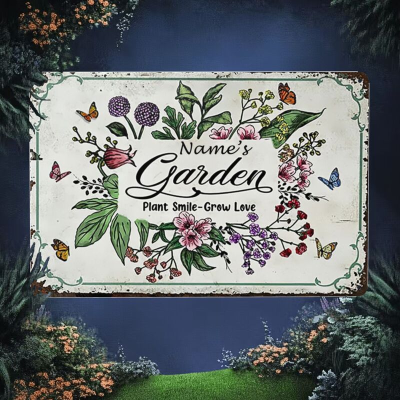 Targa Da Giardino Retrò In Metallo - 20x30 Cm, Decorazione Vintage Per