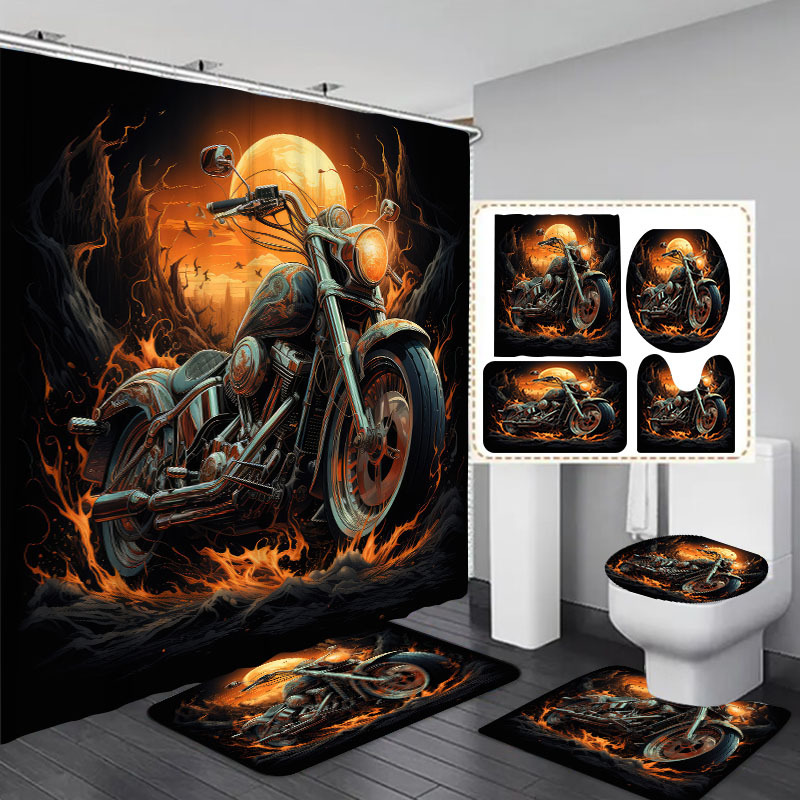 

1pc/3pcs/4pcs Shower Curtain Bathroom Set