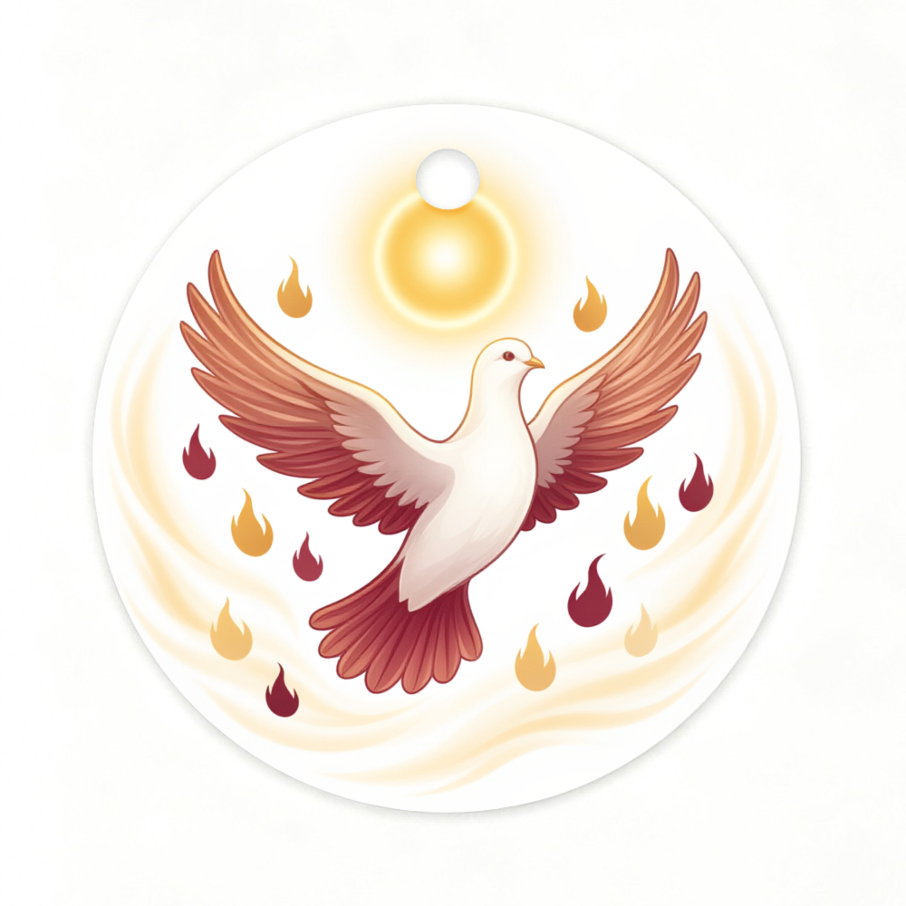 TEMU 30pcs Pentecost Tags Flying With Wings Spread Sun Above Flames Surrounding Design Scene Religious Decoration Flame And Labels Christian Gifts