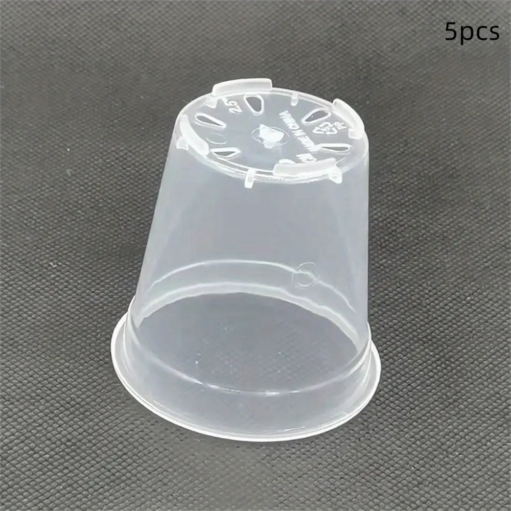 Image of Transparent Plastic Orchid Pot With Drainage Hole - Round Flower Planter Suitable For Phalaenopsis, , Rose - /outdoor Plant Pot With Geometric Lid, Tabletop Orchid Planter