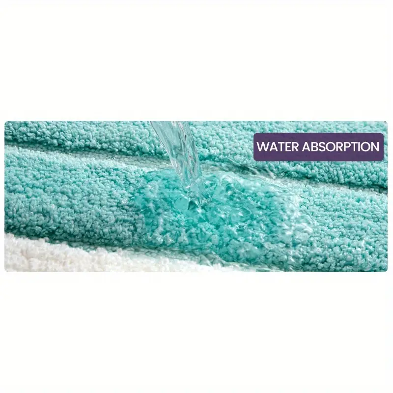 1pc non slip bathroom mat carpet extra long bath 20x32 inches quick dry absorbent shower mat with non slip backing soft bathroom floor carpet in blue for shower tub sink polyester bathroom decorative stripes durable tpr backing Product details 3