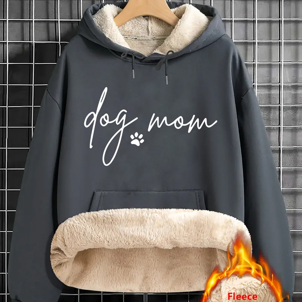 

Dog Mom Fleece Lined , Long Hooded Sweatshirt For Fall & , Women's Clothing