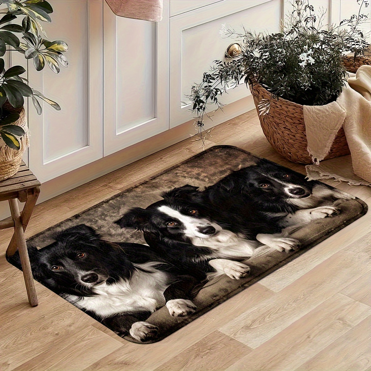 TEMU A Charming Indoor Doormat Featuring A Border Collie, Ideal For And Front Doors As Festive Decor