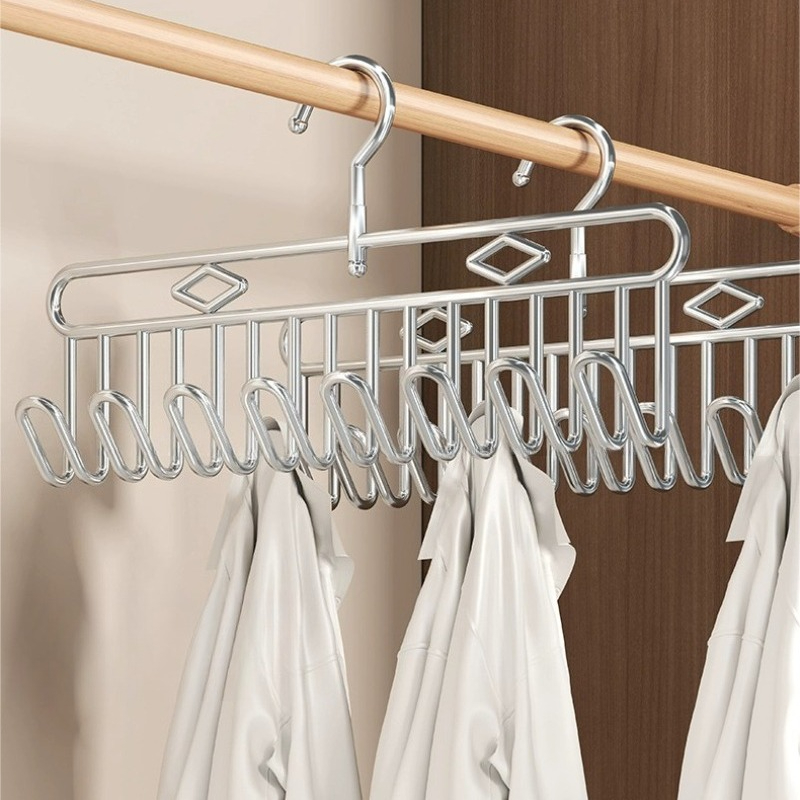 a clothes hanger made of stainless steel that serves as     organizer for your closet bathroom or laundry area this versatile hanging rack is perfect for storing hats socks underwear ties drying racks Product details 2