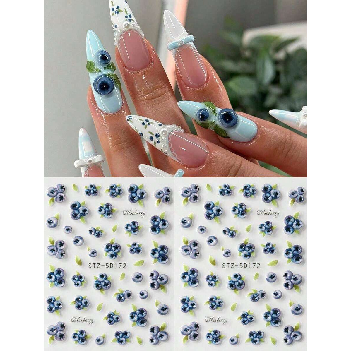 TEMU 2 pièces d'autocollants pour ongles 5D en feuille de , décalcomanies souples gravées de fruits pour art des ongles, fournitures pour ongles