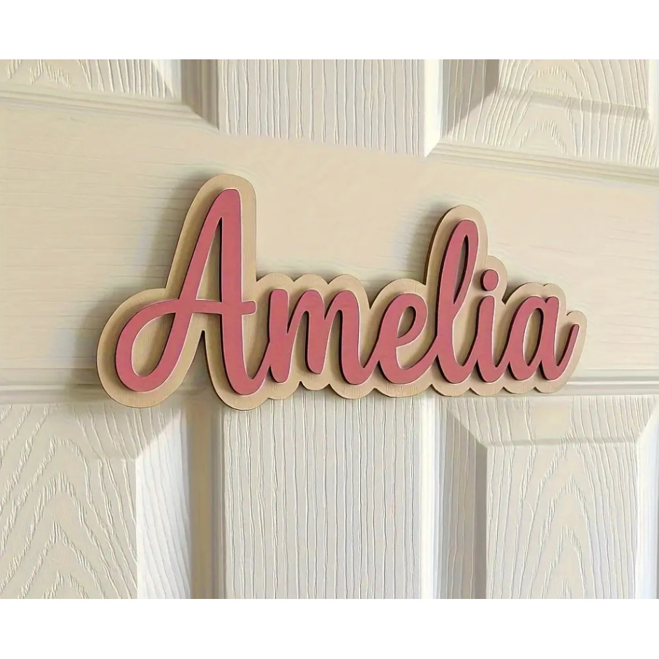 TEMU Customized Personalized Acrylic Nameplate - Elegant Handwritten Style Wall-mounted, Acrylic Material, , Modern , Elegant Handwritten Logo |