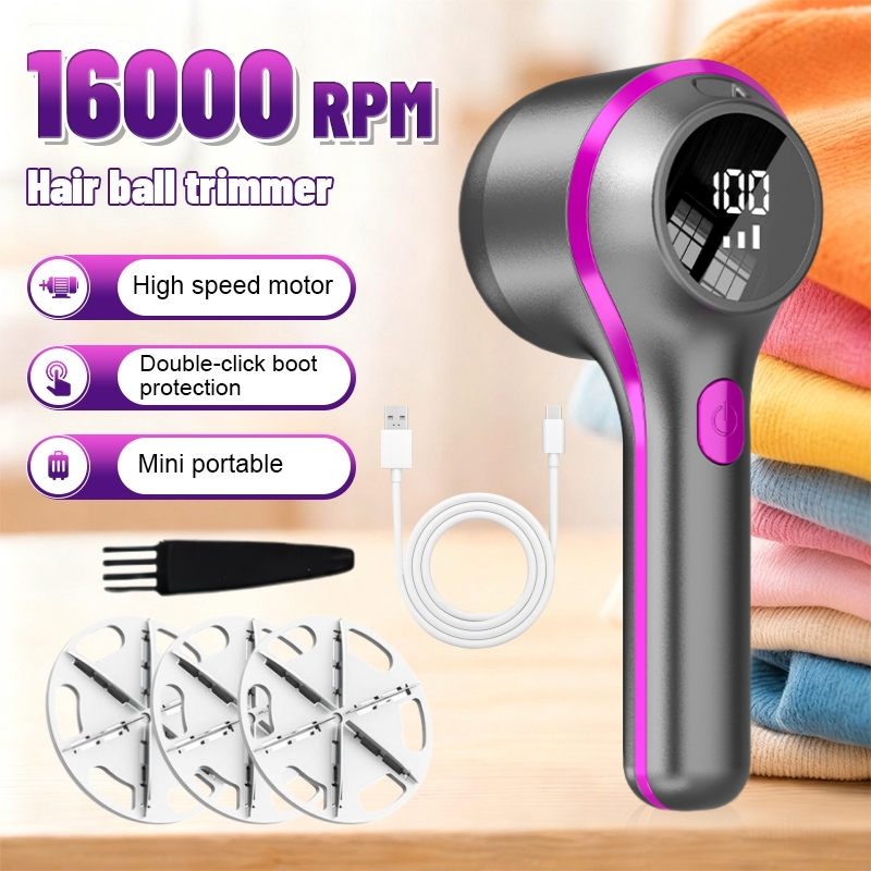 immagine dell'articolo nuovo rimuovi   portatile 2026, raschietto per tessuti portatile, ricaricabile usb, display a led, facile da smontare,   lame multiple, articolo pratico per la casa per pulire tessuti, coperte, tende e   sui  