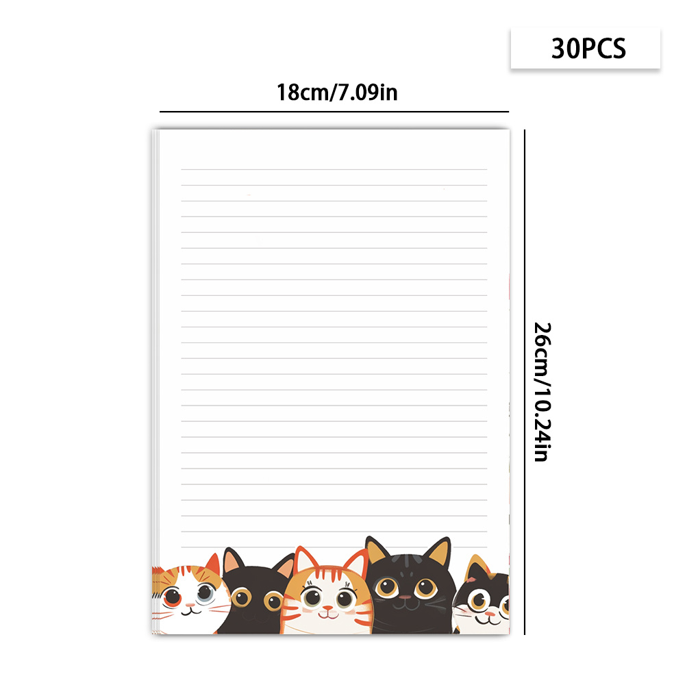 E-shop 30 Stück B5 Schreibpapier mit Katzenmotiv, einzigartig designte, wunderschöne Schreibwaren, für Partyhäkchen, Freundschaftsnachrichten,