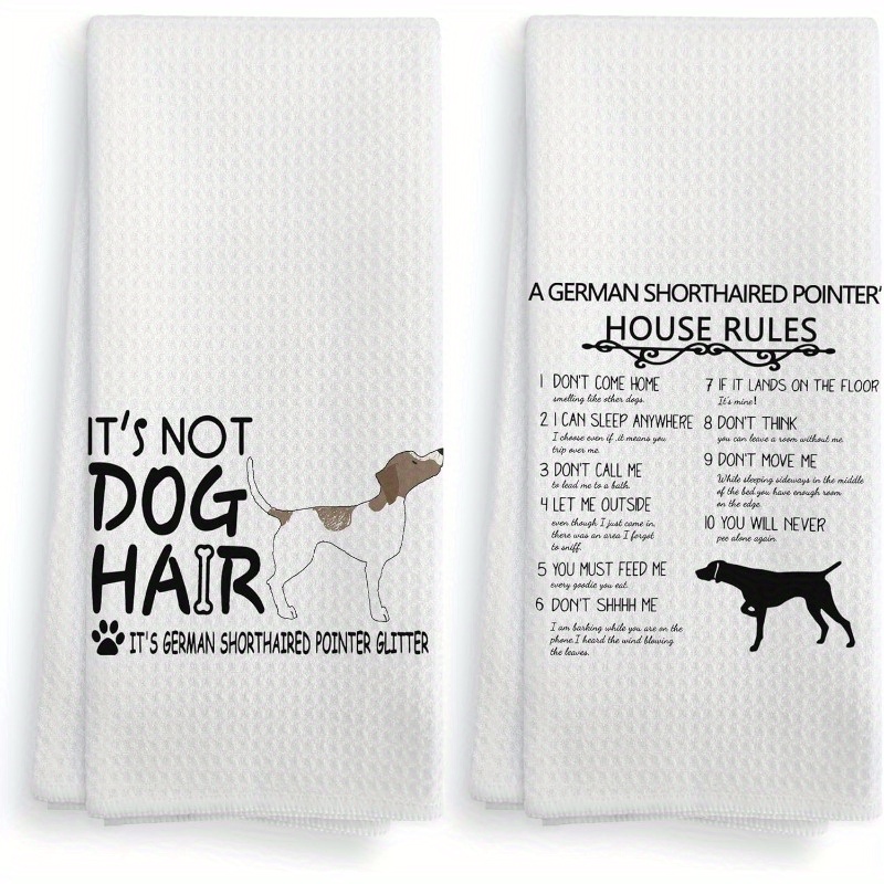 

2pcs German Shorthaired Pointer Dog Kitchen Towels - 18x26 Inch, Cartoon Design, Polyester, Machine Washable - Drying Hands & Dishes