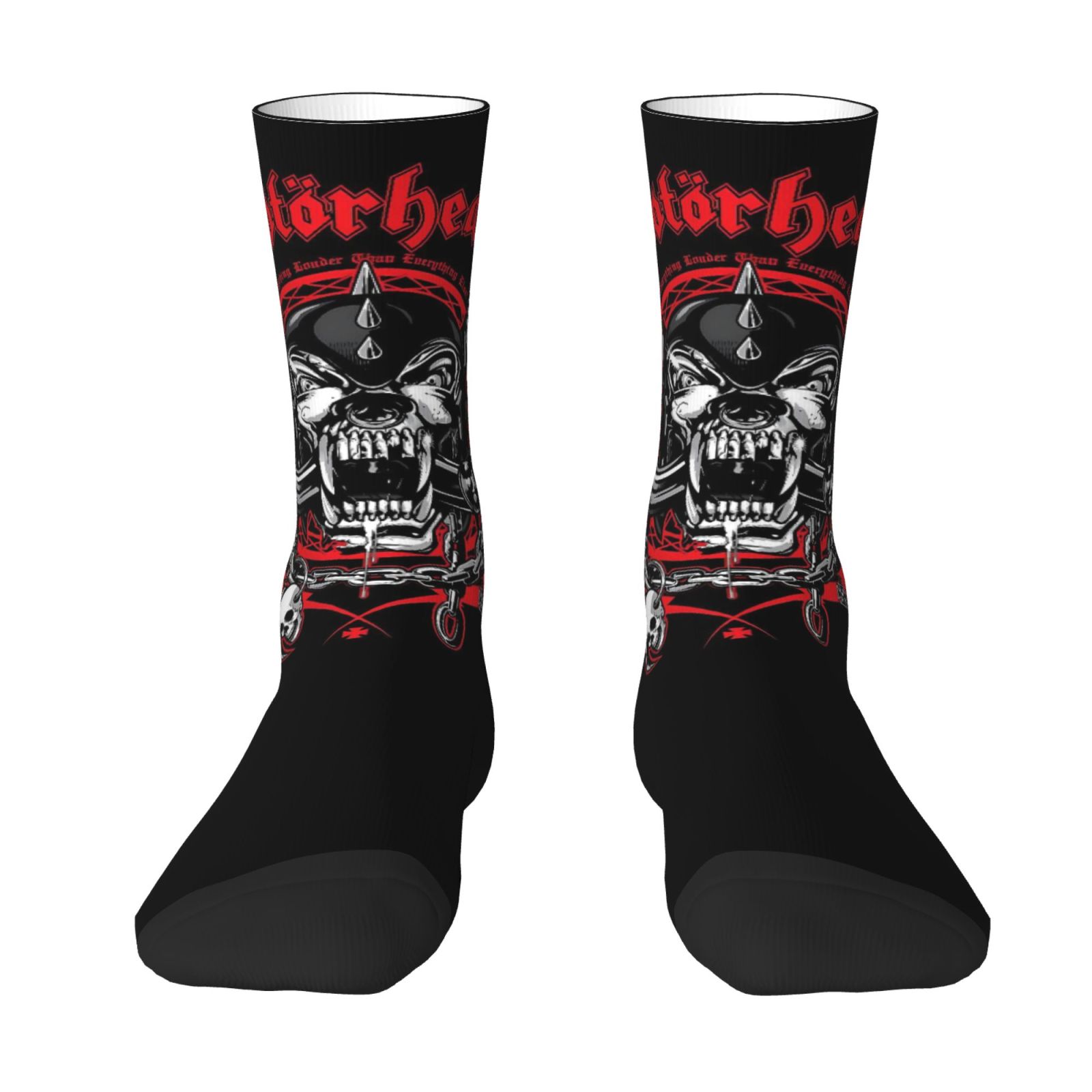 TEMU 1 Pair Print Socks, Motorcycle Head Pig Skull Pattern , Unisex Socks, Fun, Comfortable, Soft, Warm, Holiday Gift