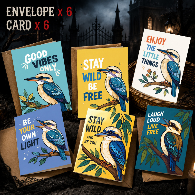 TEMU 12pcs Greeting Card Set With Envelopes, Cartoon And " " Design, Khaki Envelopes, Style, Ideal For /daily Encouragement