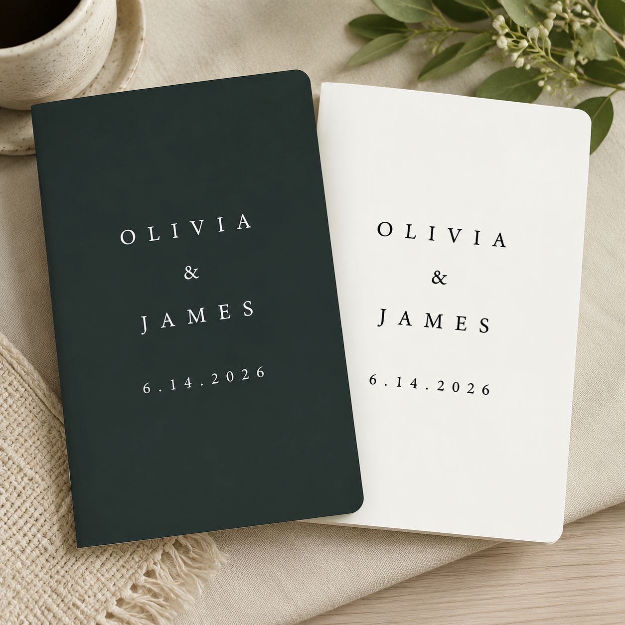 TEMU 2pcs Custom Wedding Vow Book With Personalized Names & Dates - Vow Exchange Ceremony Book, Uv Printed Suitable For Wedding Banquet, Rehearsal