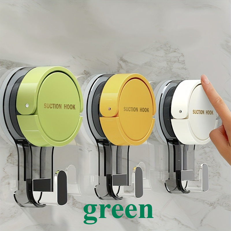 Image of Contemporary Plastic Suction Cup Hooks, Wall Mount, No-drill Vacuum Sealed Hooks For Towels, Kitchen, Bathroom, And Home Organization