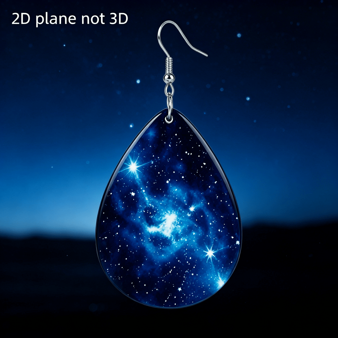 Women's Celestial Blue Nebula Galaxy Dangle Earrings