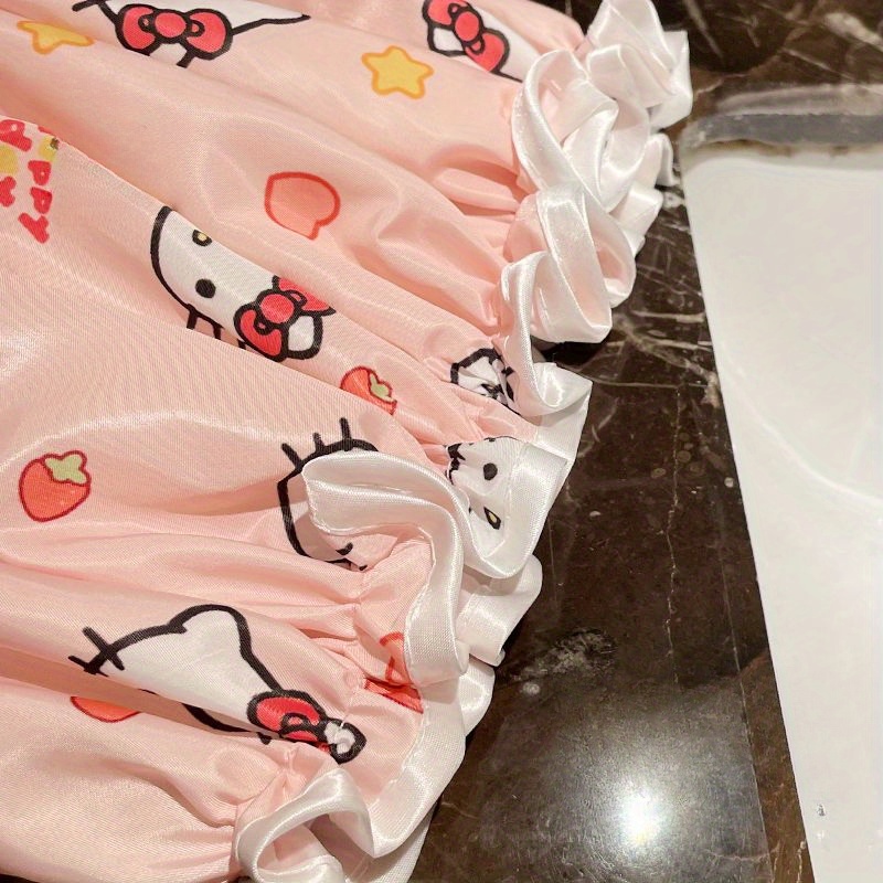 A Sanrio Hello Kitty Women'S Cartoon Cute Shower Cap, Made of High-Quality, Thickened Double-Layer Material That Is