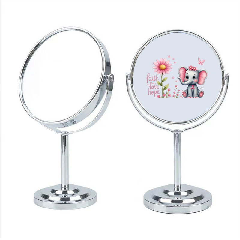 High Clarity Round Desktop Vanity Mirror with HD Patterned Back