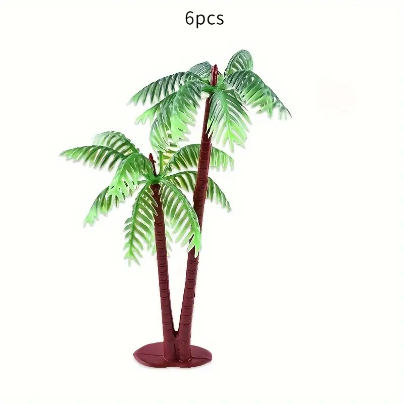 Image of 6pcs Miniature Palm Tree Decoration, Plastic Beach Scene Accessory, No Electricity Or Batteries Needed, Perfect For Aquarium Landscape And Model Prop Decoration, Ocean Theme Decoration