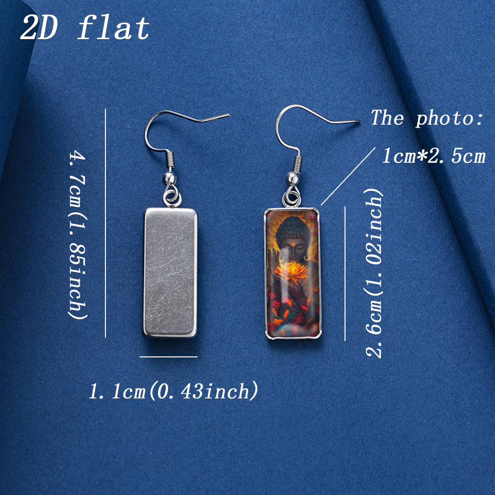 Zen Buddha & Lotus Printed Faux Gemstone Earrings