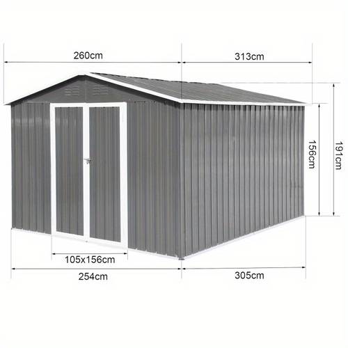 metal garden sheds 10ftx8ft grey old sku w1350s00016