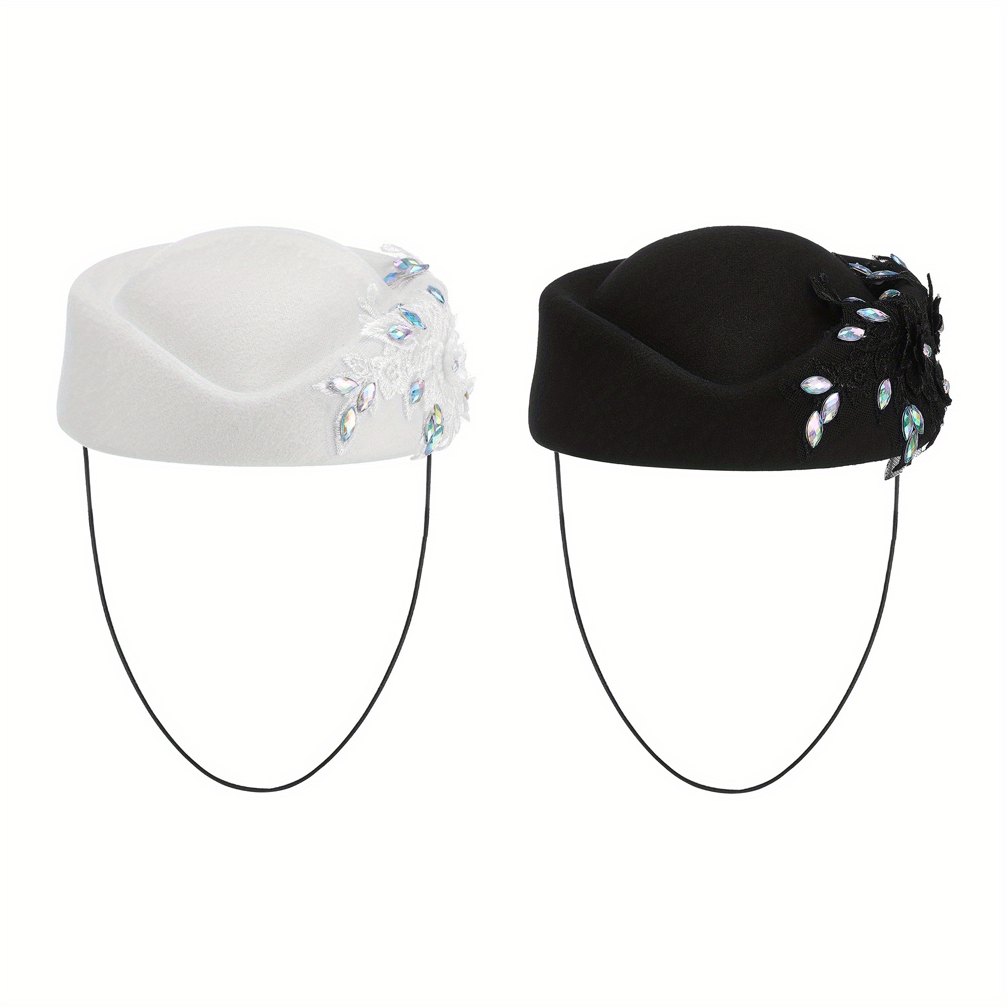 Vintage Floral 3D Applique Hat women vintage church hats 3d flower applique felt pillbox - Temu main image 4
