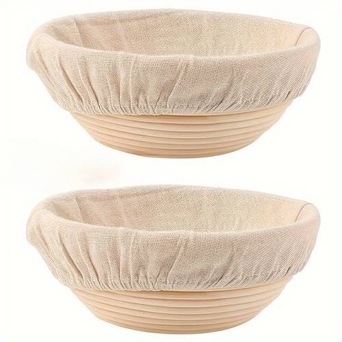 2pcs bowl cloth fermentation baskets with liners suitable for sourdough bread handmade bread making and home baking enthusiasts dough rising baskets ideal for home sourdough bakers ideal holiday gift