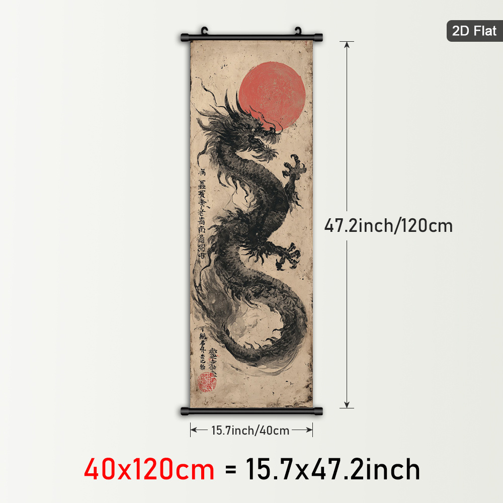 TEMU Pintura de vertical enmarcada de asiático tradicional, 1 pieza, plana 2D - de plástico, arte de pared colgante retro minimalista, adecuado para