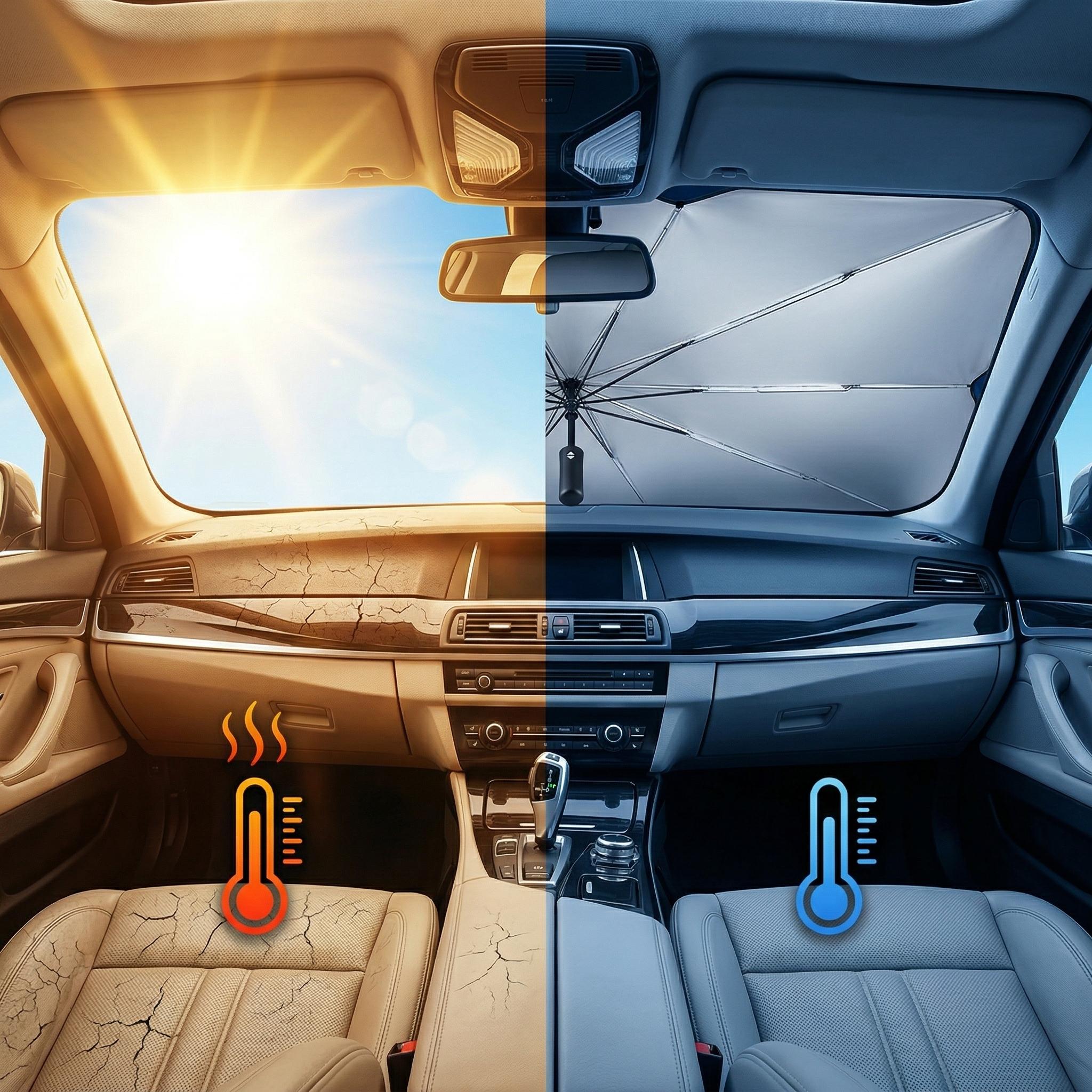 Universal Upgrade Car Sunshade Umbrella, Integrated Windshield Sun Visor, Foldable Compact For , For -free Installation, Blocks Heat And , Vehicle Cool, Protects Dashboard And Seats From Fading Aging