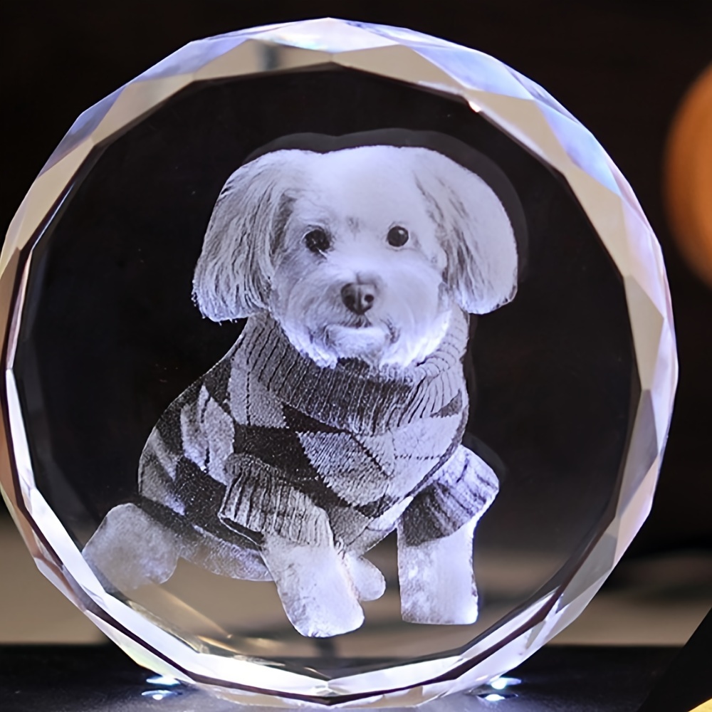 TEMU 1 Custom Laser-engraved Photo Crystal Plaque - Personalized Pet, Dog, Cat, And Bird Designs - Perfect For Birthdays, Holidays, And Home Decor