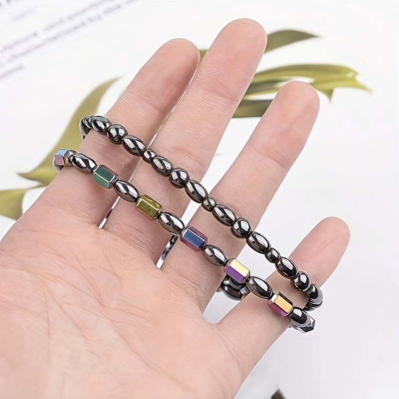 [bohemian Magnetic Anklets] 2-pack Bohemian Style Black Magnetic Regulating Anklets | Multi-colored Elasticity, Suitable For Daily Wear
