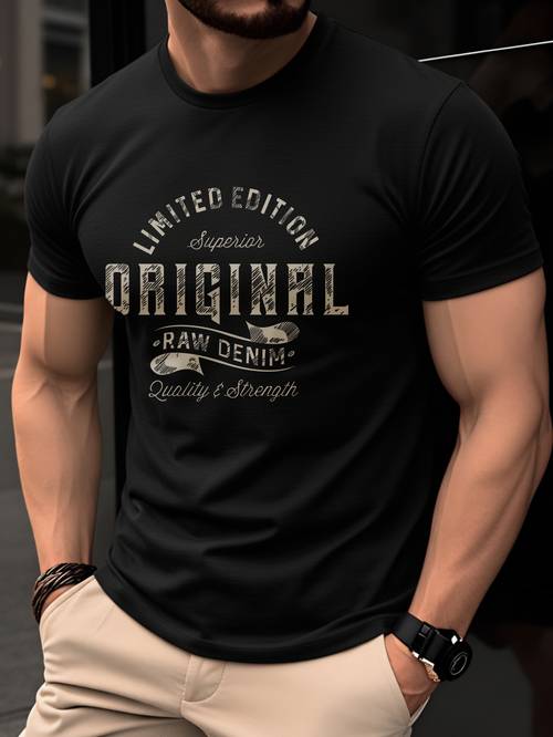 tricou bărbați 100% bumbac, mânecă scurtă ușoară pentru vară, fit modern pentru îmbrăcăminte casual zilnică, respirant, design vintage cu imprimat litere pentru un stil fashion
