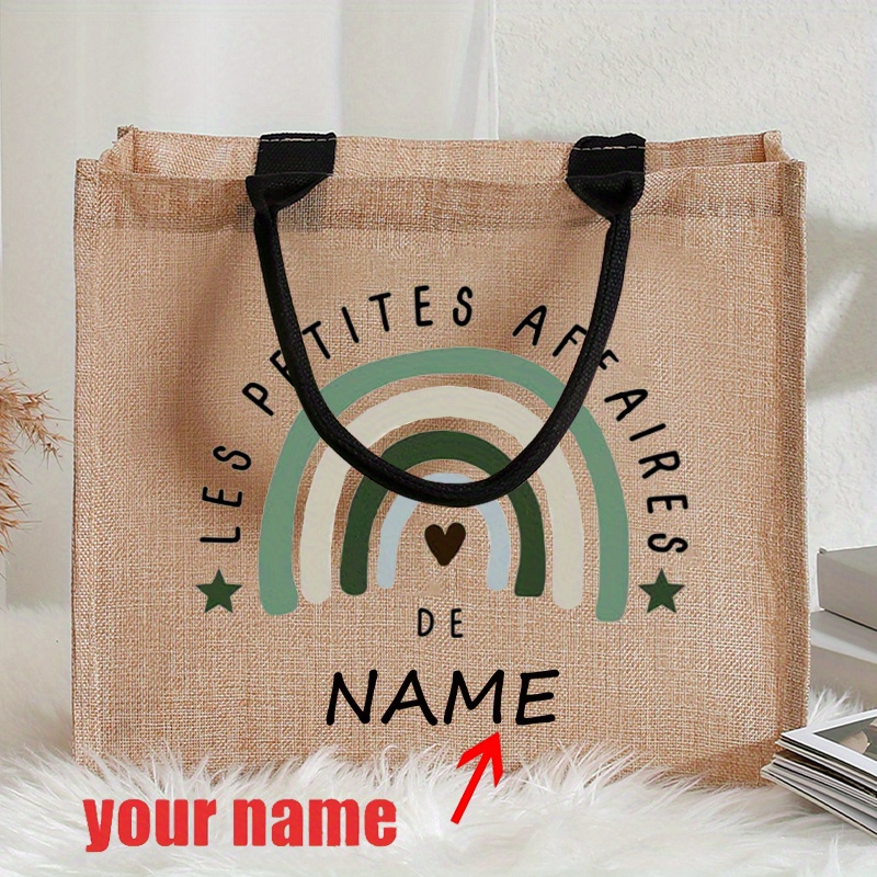 TEMU Article personnalisé : Grand sac de plage à motif d'articles personnels personnalisés, sac fourre-tout monogrammé, cadeau pour femmes, cadeau de